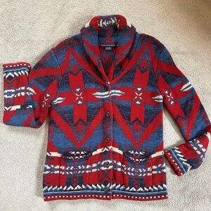 Vintage Polo Ralph Lauren Southwestern Indian Aztec Tribal Cardigan RARE Size XL